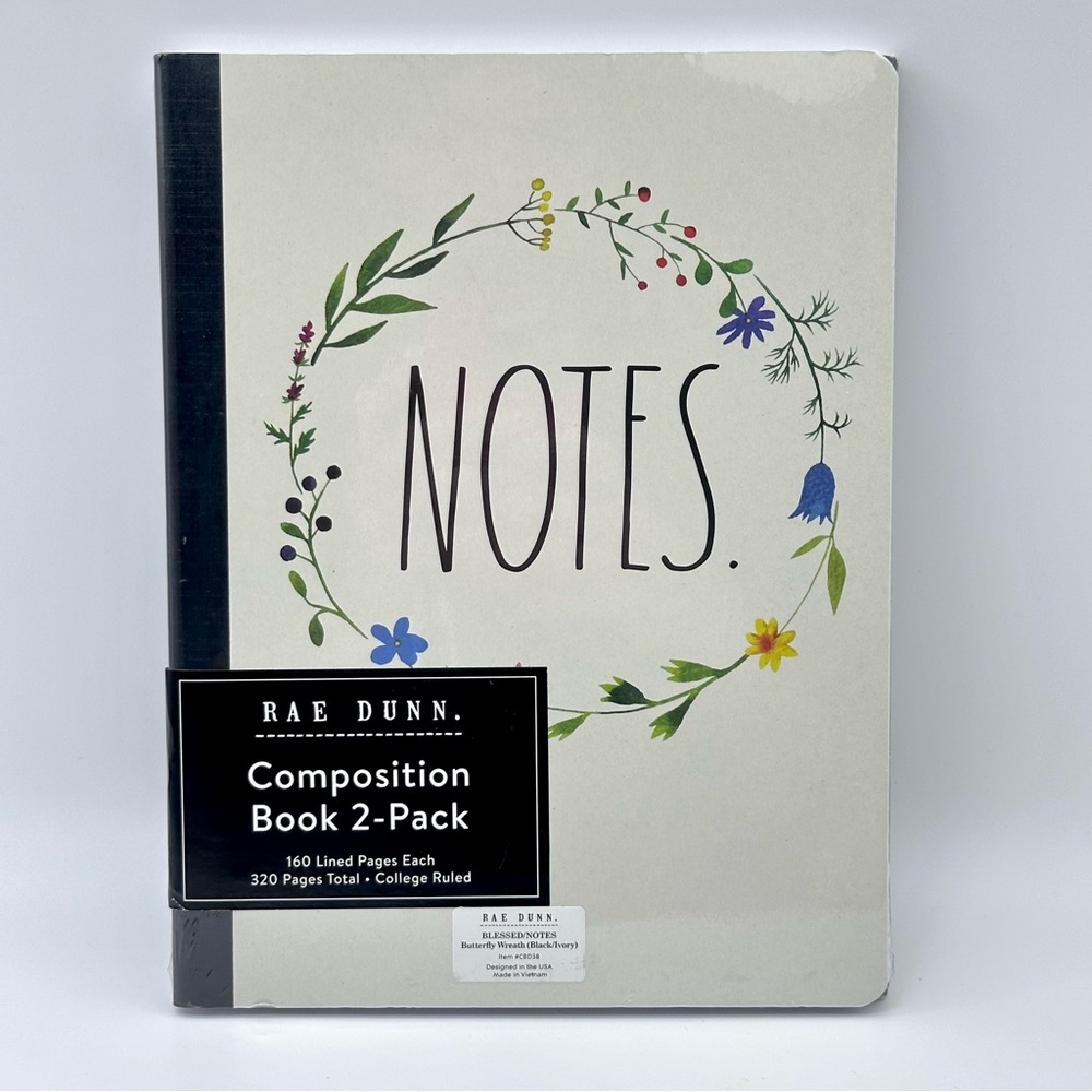 Rae Dunn NOTES./BLESSED Composition Book 2-Pack (Black/Ivory)